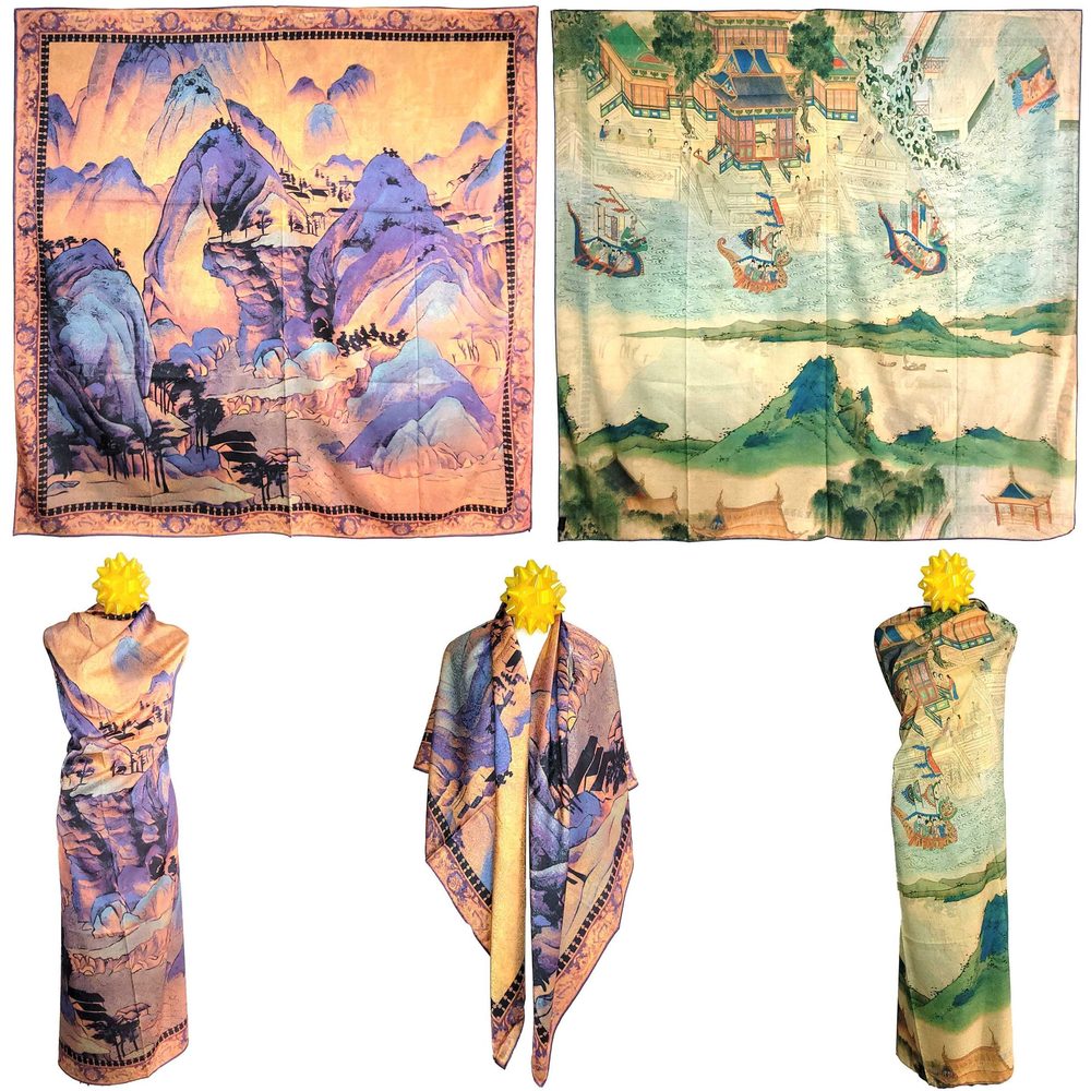 NWT Double Sided Silk Scarf 53"x53" Large Square Shawl Wrap SJJL 3245